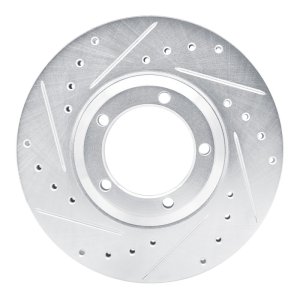 Dodge H100 Brake Rotor (1) - Front Left - R1 Concepts - Drilled & Slotted - Silver - `03-`05